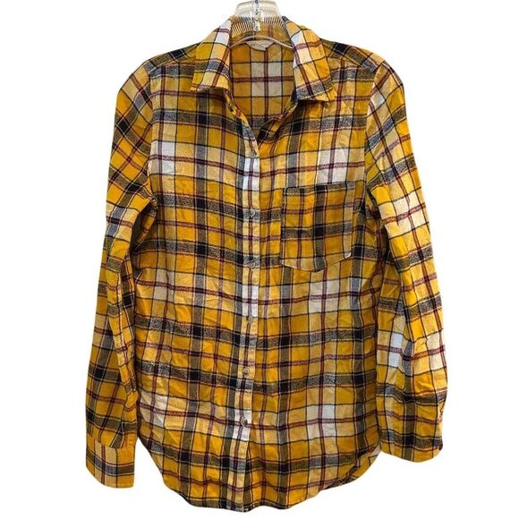 Aeropostale Men's Yellow Plaid Long Sleeve Button-Down Shirt Size S - Picture 1 of 11
